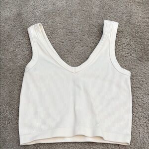Women's Cream Ribbed Tank Top